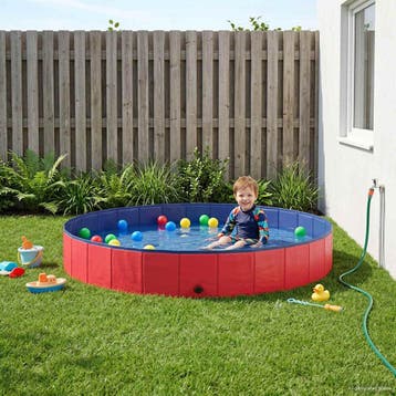 vidaXL Kinder Zwembad Ø200 x 30 cm Rond voor Kind voor Rood, Verzenden, Nieuw