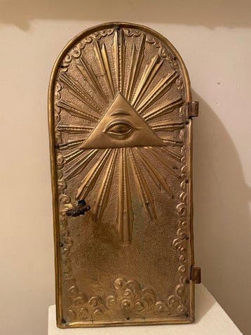 Porte du Tabernacle - 40 cm - Antique - Cuivre, Bois -