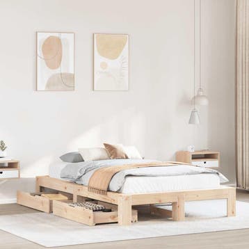 vidaXL Bedframe zonder matras massief grenenhout 120x190 cm, Verzenden, Nieuw