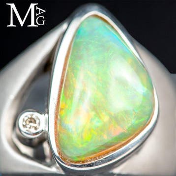 Absolument unique - Bague argent satiné avec opale
