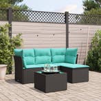 vidaXL 5-delige Loungeset met kussens poly rattan zwart, Verzenden, Loungeset