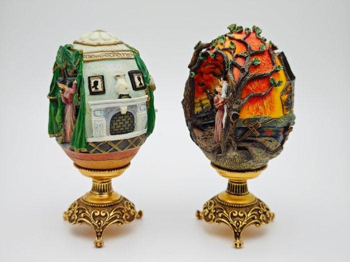 Œuf Fabergé - 2 œufs Gone with the Wind de Franklin Mint -, Antiquités & Art, Curiosités & Brocante