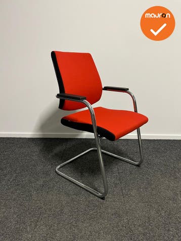 Vergaderstoel - Sedus - Rood gestoffeerd met chroom onderste, Ophalen of Verzenden, Stoel
