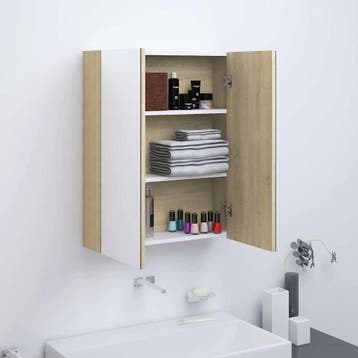 vidaXL Badkamerkast met spiegel 60x15x75 cm MDF wit en, Verzenden