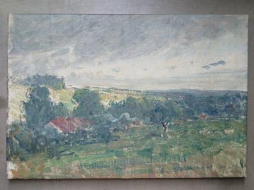 Victor Hageman (1868-1938) - Glooiend Landschap in de mist -