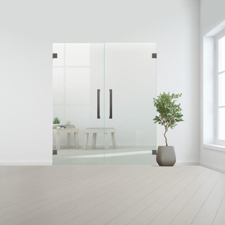 Glazen dubbele binnendeur XL zonder kozijn RVS beslag-Blank, Bricolage & Construction, Vitres, Châssis & Fenêtres, Envoi
