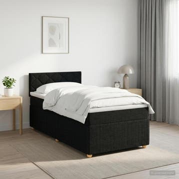 vidaXL Boxspringbed met matras met hoofdeinde Zwart 90 x 200, Verzenden