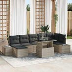 vidaXL Tuinbank Set met opslag 8 pcs Lichtgrijs Poly rattan, Tuin en Terras, Verzenden, Nieuw