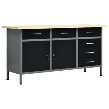 vidaXL Werkbank 160x60x85 cm staal zwart, Verzenden
