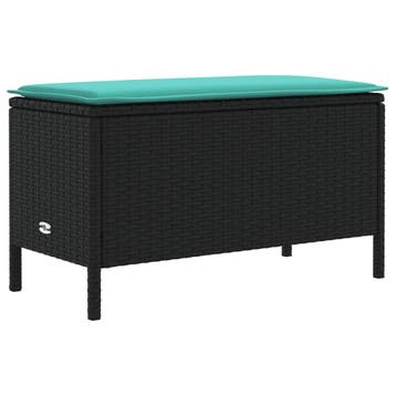 vidaXL Tuin Voetenbank Zwart en Turkoois 80 x 38 x 42 cm PE, Verzenden, Nieuw