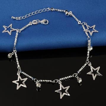 Fako Bijoux - Enkelbandje Verzilverd - Sterretjes &, Handtassen en Accessoires, Enkelbandjes en Enkelkettinkjes, Verzenden, Nieuw