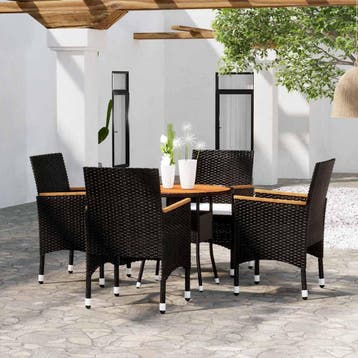 vidaXL 5-delige Tuinset poly rattan zwart, Tuin en Terras, Verzenden, Nieuw, Tuinset