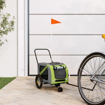 vidaXL Hondenfietstrailer oxford stof en ijzer groen en, Verzenden