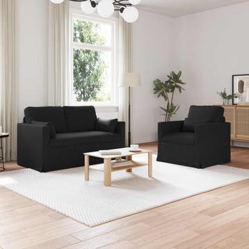 vidaXL bank / zetelstel 2 st Zwart Stof, Huis en Inrichting, Verzenden, Nieuw