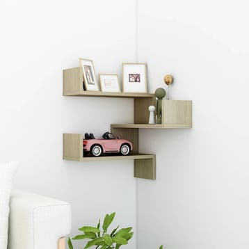 vidaXL Wandplanken Hoekmontage, Muurmontage Sonoma Eiken, Verzenden, Nieuw