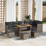 vidaXL Tuinbank Set 10 pcs Grijs Poly riet en gepoedercoat, Verzenden