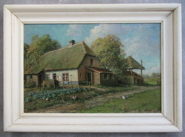 Jet Terlouw-Bouter (1896-1976) - Boerderij met hooiberg, Antiquités & Art, Art | Peinture | Classique