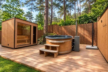 TICRA hottub met biokachel | Duurzaam en snel warm | WIFI, Ophalen of Verzenden, Nieuw, Pomp, Vast