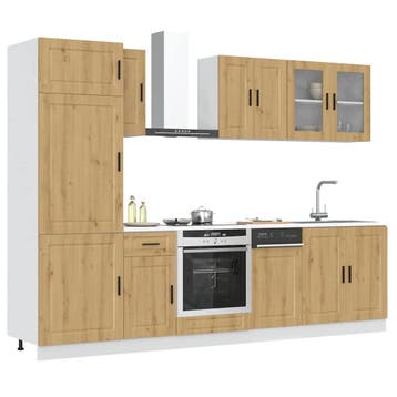 vidaXL 8-delige Keukenkastenset Kalmar bewerkt hout, Verzenden, Nieuw