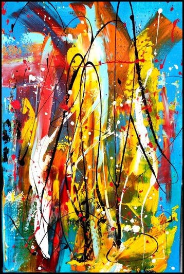 Luc Mora - Sur fond bleu - XXL - No Reserve, Antiek en Kunst