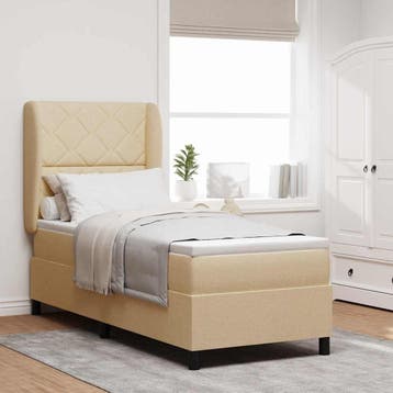 vidaXL Boxspring bed met kussen met hoofdeinde Crème 80 x, Verzenden, Nieuw