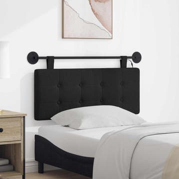 vidaXL Hangend hoofdbord Met LED-verlichting Zwart Stof, Verzenden