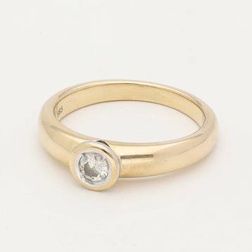 Bague - 14 carats Or jaune Diamant (Naturelle)