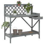 vidaXL Oppottafel met latwerk massief vurenhout grijs, Tuin en Terras, Verzenden, Nieuw