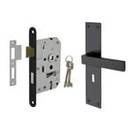 Deurbeslag set Nova op schild met sleutelgat en slot - de..., Ophalen of Verzenden, Nieuw, IJzer, Klink of Kruk