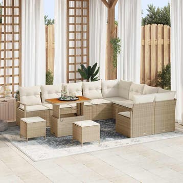 vidaXL Tuinbank Set 12 st 11-Aantal zitplaatsen Beige en, Verzenden, Nieuw