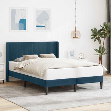 vidaXL Bedframe met hoofdeinde Blauw 120 x 190 cm Fluweel, Verzenden