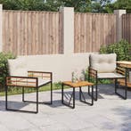 vidaXL Buitenmeubels set met kussen 3 pcs Crème, Tuin en Terras, Verzenden, Nieuw
