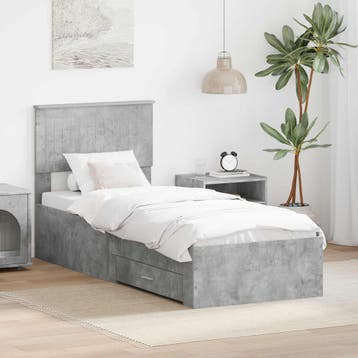 vidaXL Bedframe Beton Grijs en Zilver 70 x 190 cm Bewerkt, Verzenden, Nieuw
