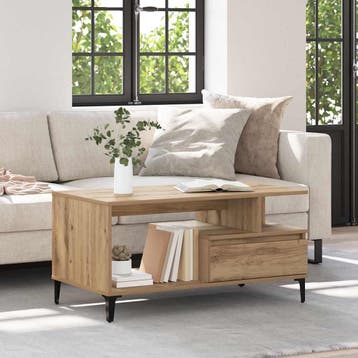 vidaXL Salontafel Artisan Eiken 90 x 49 x 45 cm Bewerkt hout, Verzenden, Nieuw