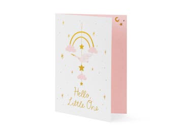 Roze Uitnodigingen Hello Little One 14x 20cm 11st, Verzenden