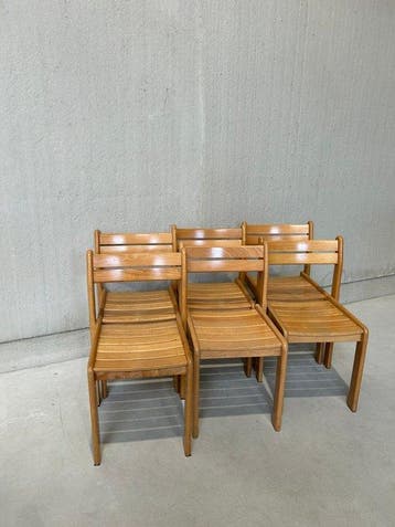Stoel - hard hout - Een set van zes stoelen