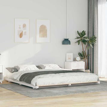 vidaXL Bedframe Wit 200 x 210 cm Massief grenenhout, Huis en Inrichting, Slaapkamer | Bedden, Verzenden, Nieuw