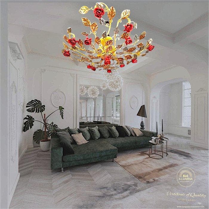 SLC Illumina - MG - Plafondlamp - Smeedijzer - Gouden en, Antiek en Kunst, Kunst | Designobjecten