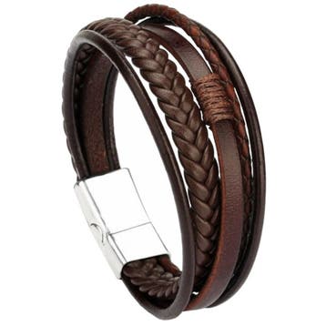 Fako Bijoux - Armband Heren - Bruin 5 Snoeren - Mannen -, Handtassen en Accessoires, Verzenden, Nieuw