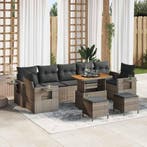 vidaXL Tuinbank Set met kussen 13 pcs Grijs poly rattan, Verzenden, Nieuw