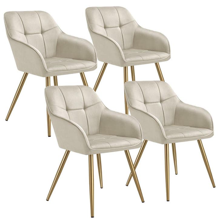 tectake Eetkamerstoel Marilyn, fluweellook, gecapitonneerd -, Maison & Meubles, Chaises, Envoi