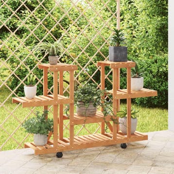 vidaXL Plantenstandaard met wielen 110x25x78 cm massief, Tuin en Terras, Verzenden, Nieuw