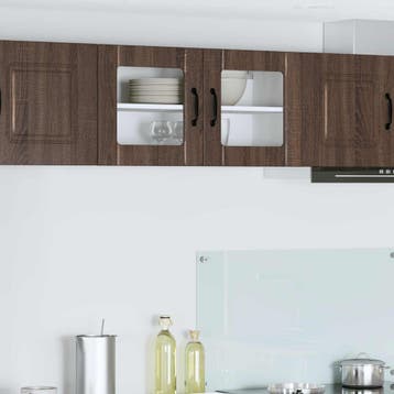vidaXL Wandglas Kasten LUCCA Bruin eiken 80 x 31 x 40 cm, Verzenden