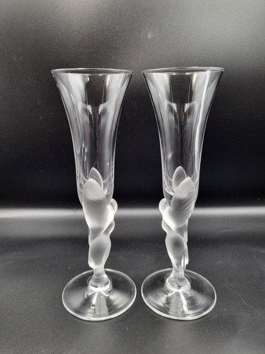 House of Fabergé – Flûtes à champagne “Colombes qui, Antiquités & Art, Curiosités & Brocante