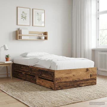 vidaXL Bedombouw met opslag met lade met opslag Oud hout, Verzenden, Nieuw