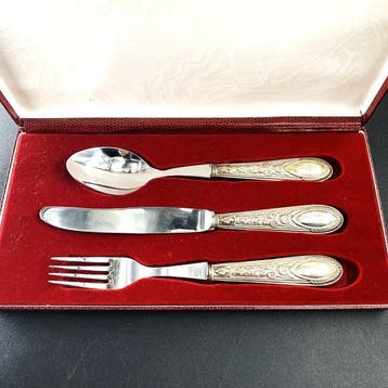 Portuguese Silver Cuttlery Set (3 Pieces) - engraved - in