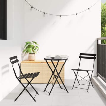 vidaXL Opvouwbare Bistroset 3 st Antraciet Staal, Jardin & Terrasse, Verzenden