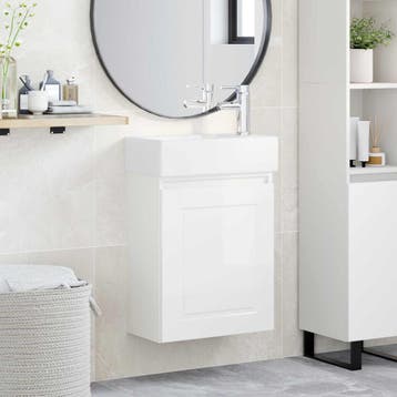 vidaXL Badkamermeubel met kraan Hoogglans Wit 45,5 x 22,5 x, Verzenden, Nieuw