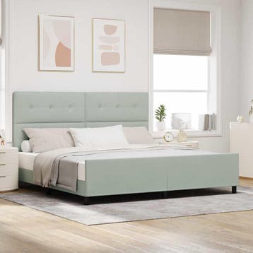 vidaXL Boxspring bed met hoofdeinde Lichtgrijs 200 x 200 cm, Verzenden, Nieuw
