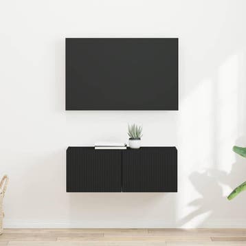 vidaXL TV Wandkast 2 st Zwart Bewerkt hout, Huis en Inrichting, Kasten |Televisiemeubels, Verzenden, Nieuw